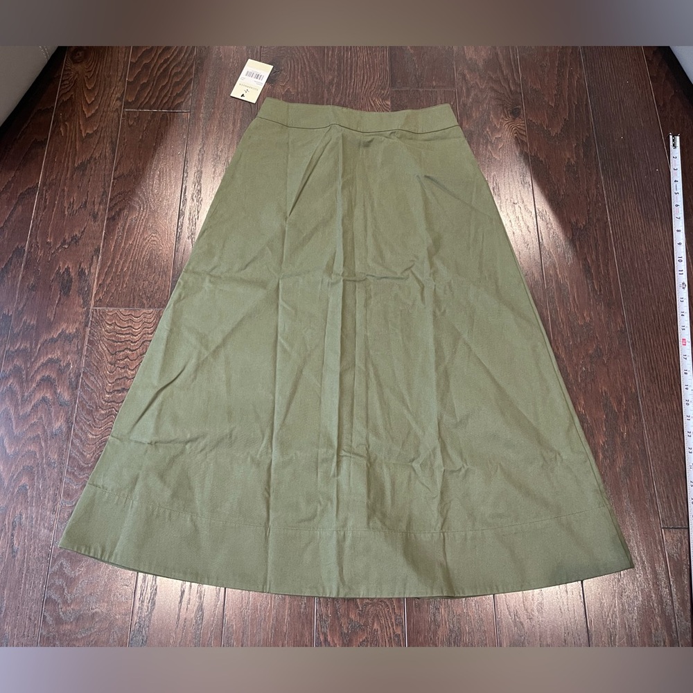 Tuckernuck Women Olive Green Brynn Skirt Button Midi Skirt Size 4 NEW - Picture 4 of 9
